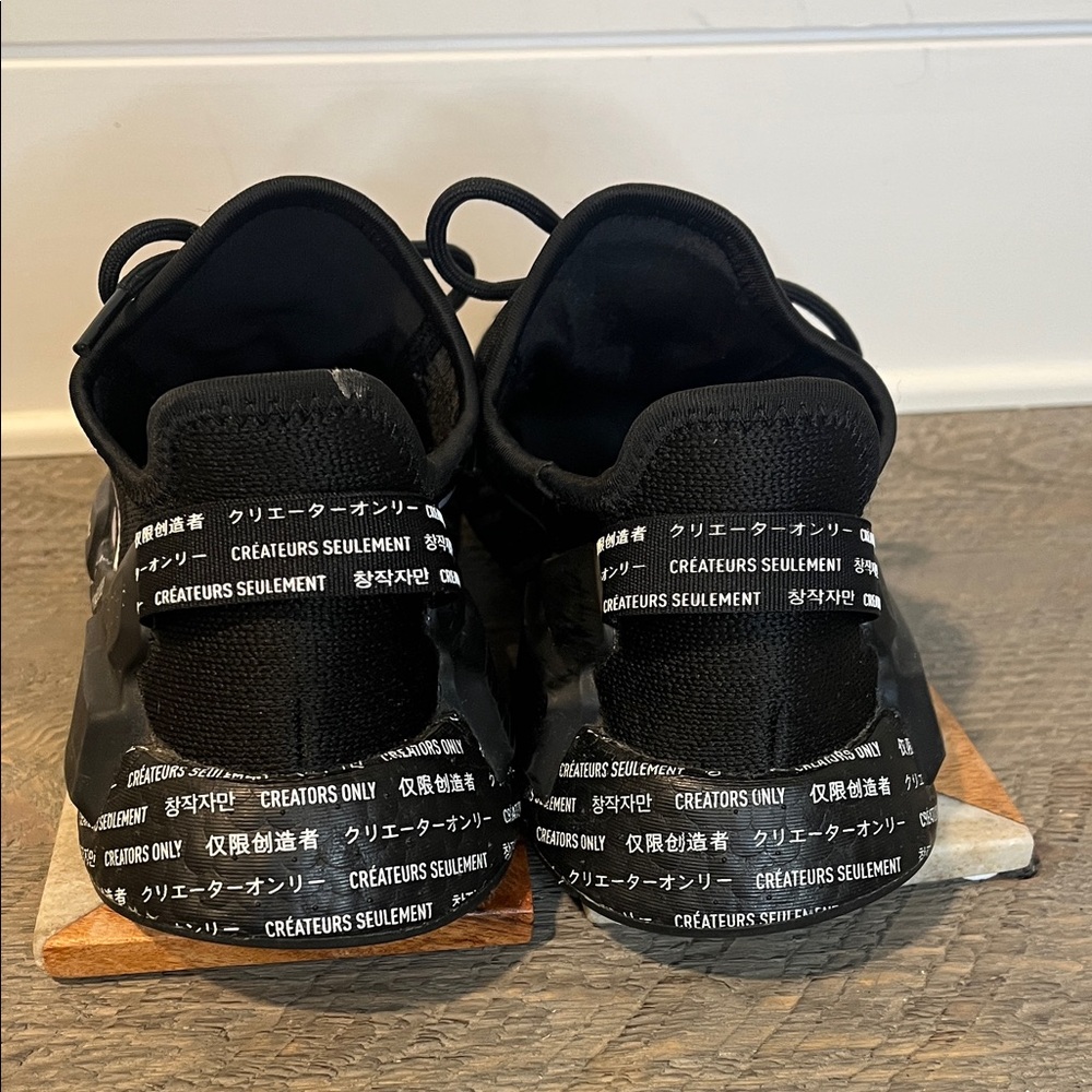 Adidas NMD R1 V2 Script Black Athletic Sneakers - Men's Size 5 - Picture 6 of 9